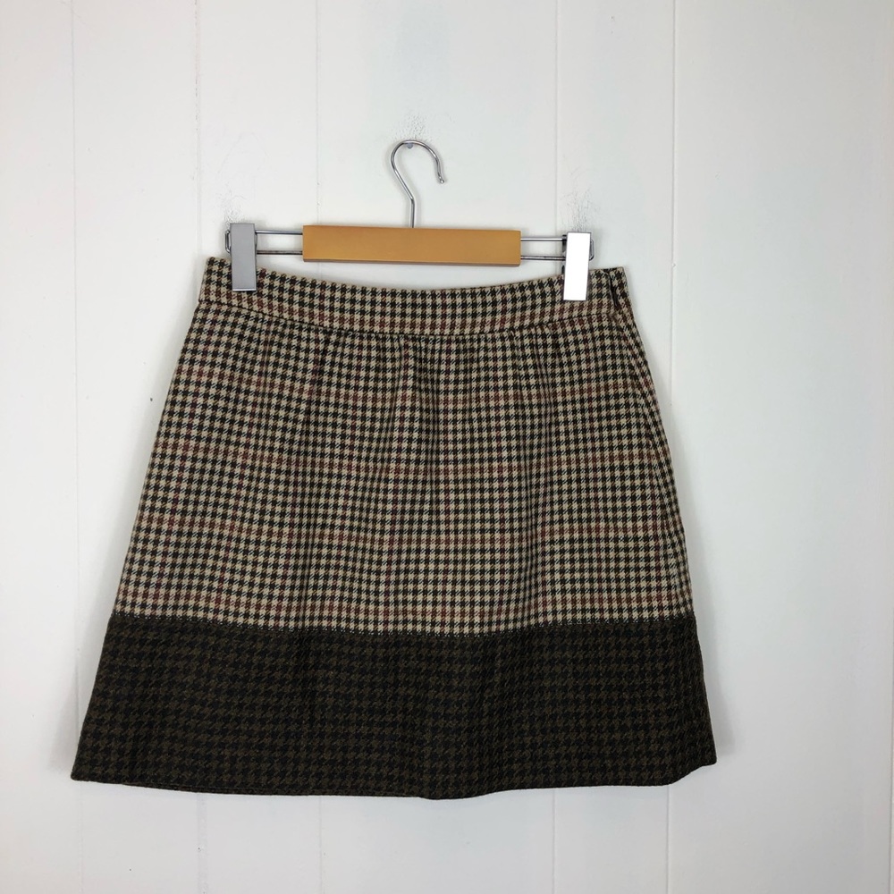 J. Crew Houndstooth Wool Mini‎ Skirt Sz 2
